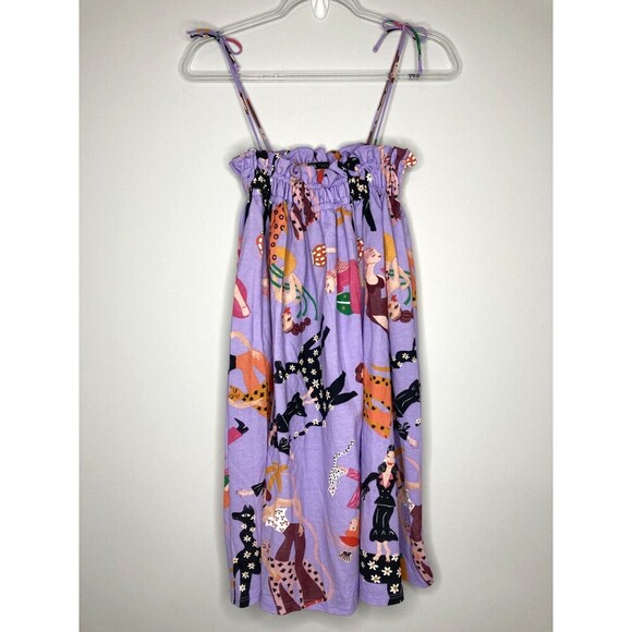 ZARA Dress Women Small Purple Women in ART Collar Miranda Makaroff Stretch Top - Picture 4 of 5